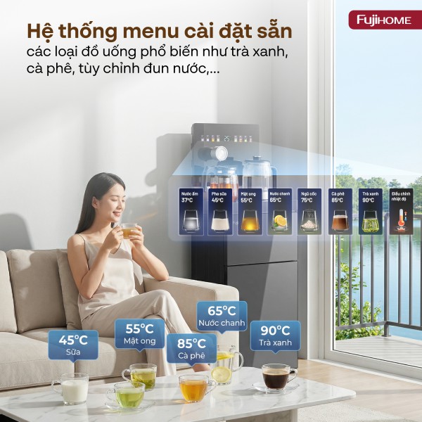 Cây nước bàn trà điều khiển bằng giọng nói Fujihome TB2411N-VOICE