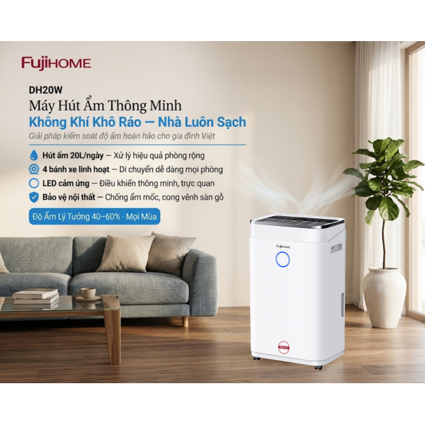 Phân Tích Chuyên Sâu: Fujihome DH20W – "Nhà Vô Địch" Về Dung Tích Bình Chứa Trong Phân Khúc Máy Hút Ẩm 20L