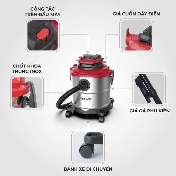 Giải Mã Hiệu Năng Máy Hút Bụi Công Nghiệp FujiHome VC20N Và Trợ Thủ 3 Động Cơ VC80N