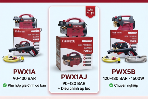 Đánh Giá Bộ Ba Máy Rửa Xe Fujihome Cảm Ứng Từ (PWX1A, PWX1AJ, PWX5B): Giải Pháp Vệ Sinh Toàn Diện Cho Gia Đình