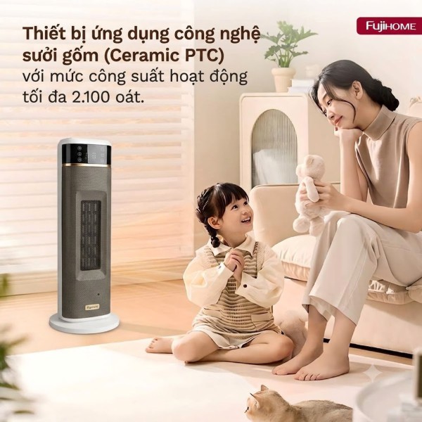 Giải Mã Bộ Ba Công Nghệ Trên Quạt Sưởi FujiHome FH213: Công Suất 2100W, Ceramic PTC Và Voice Control