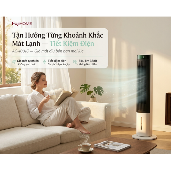 Đánh Giá Chuyên Sâu Fujihome AC-1001C: Vì Sao Quạt Tháp Hơi Nước Siêu Êm Lại Là "Chân Ái" Cho Gia Đình Hiện Đại?