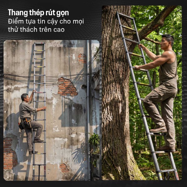 Fujihome STL55 Hay STL59: Có Nên Đầu Tư Thêm 40cm Khi Chọn Mua Thang Rút Đơn Thép Carbon? (