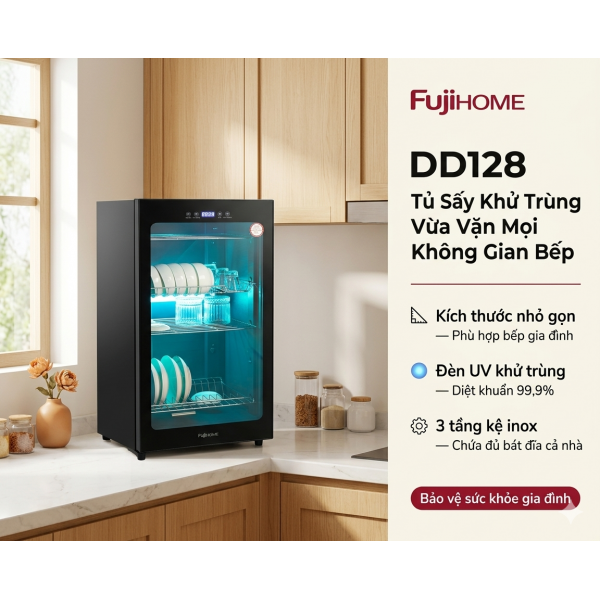 Đánh Giá Tủ Sấy Chén Bát Fujihome DD128: Dung Tích Lớn, Giải Pháp Toàn Diện Cho Gia Đình Đa Thế Hệ