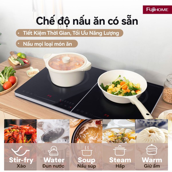  Booster Nấu Siêu Tốc: Đun Sôi 1 Lít Nước Chỉ Trong 2 Phút Với Bếp Từ Fujihome