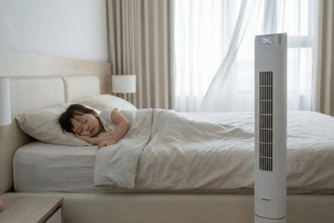 Review Quạt Tháp Fujihome SmartWind: Cảm Biến 12 Cấp Gió Ban Đêm