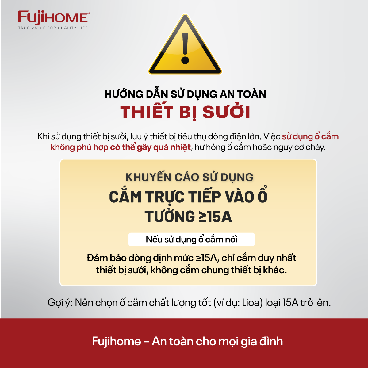 Hướng dẫn sử dụng an toàn máy sưởi Fujihome