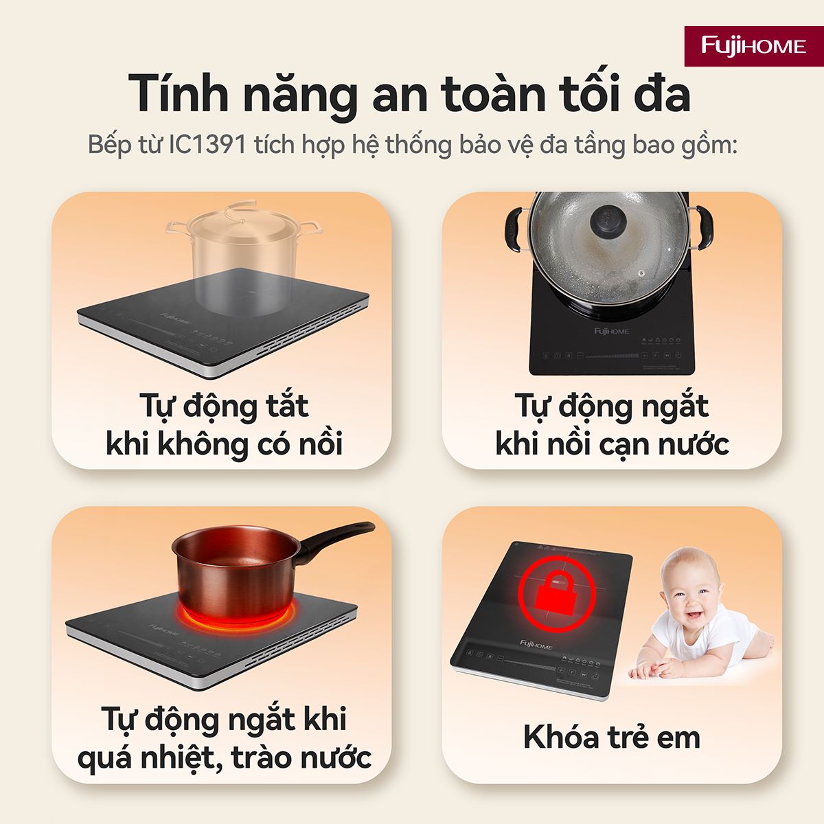 Bếp từ tròn đơn Fujihome IC1391