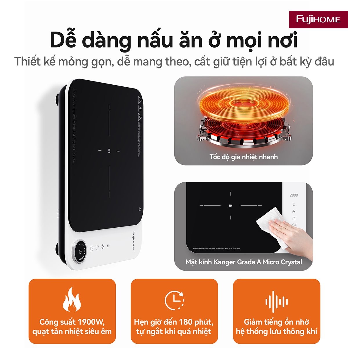 Bếp từ tròn đơn Fujihome IC1391