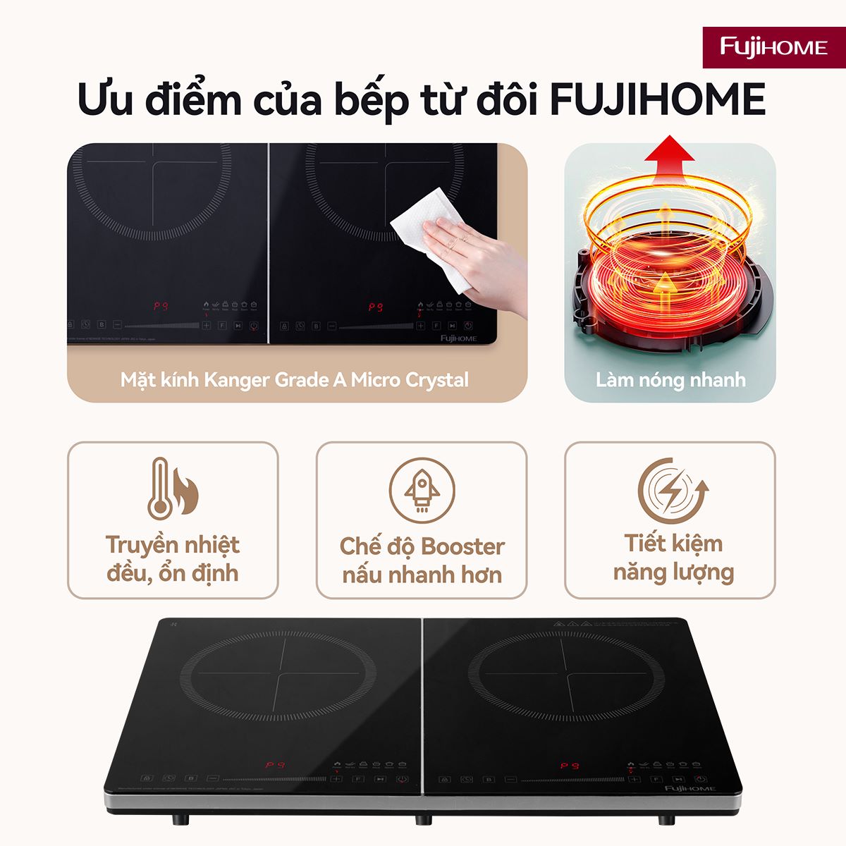 Bếp từ đôi Fujihome IC2123