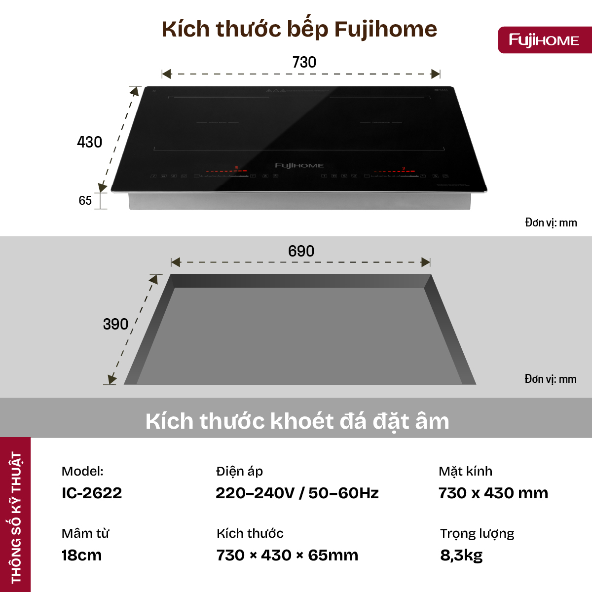 Bếp từ đôi Fujihome IC2622