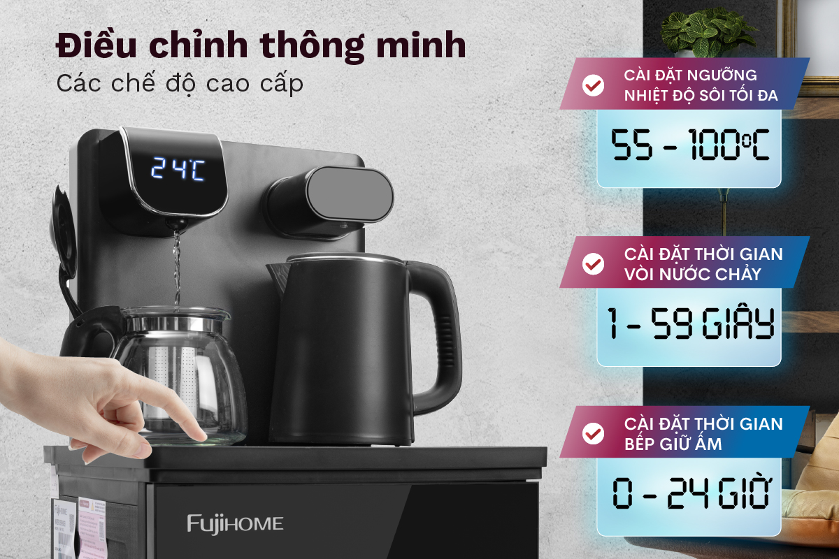 Cây nước nóng lạnh kết hợp bàn pha trà, cafe Fujihome TB110E