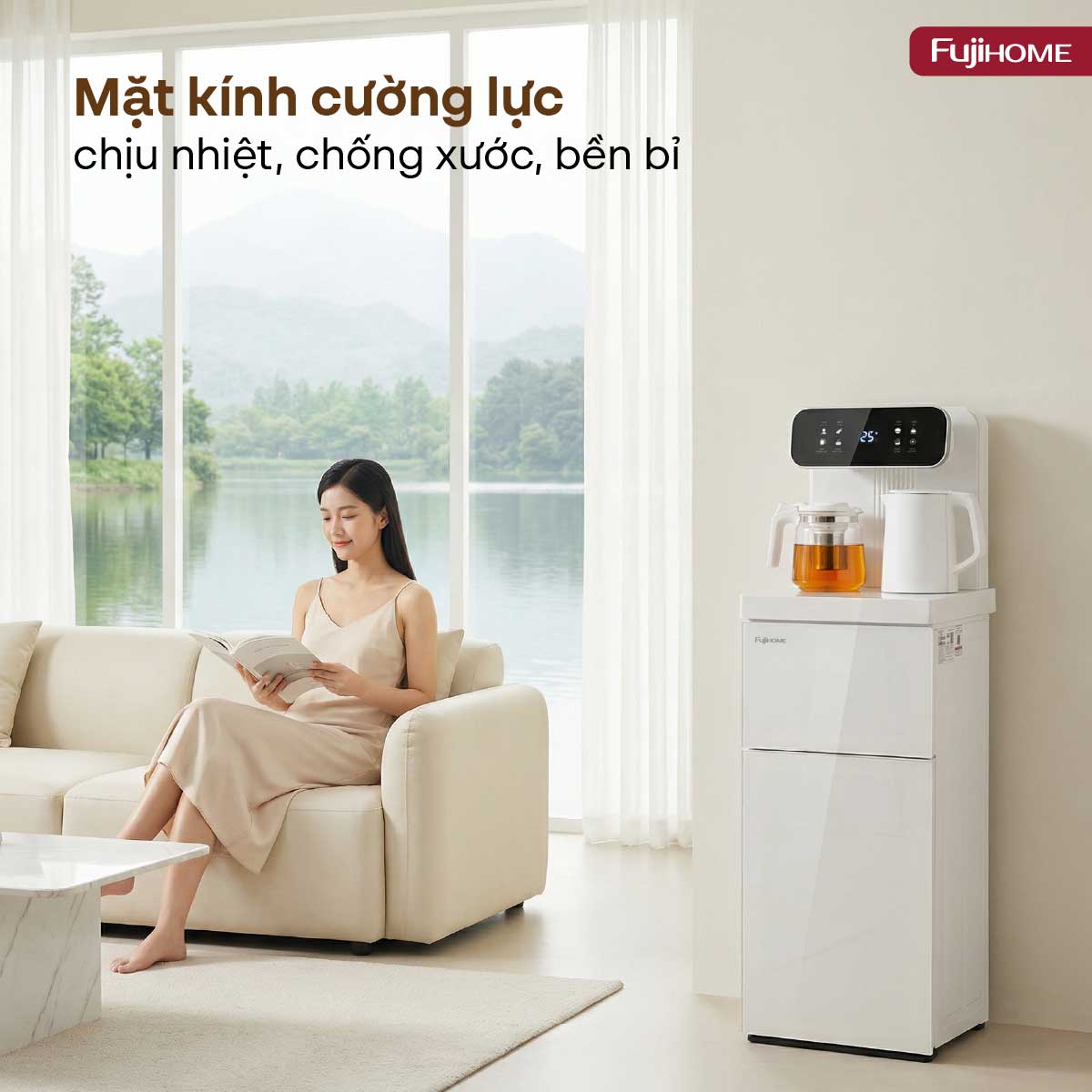 Cây nước nóng lạnh kết hợp bàn pha trà, cafe Fujihome TB237N