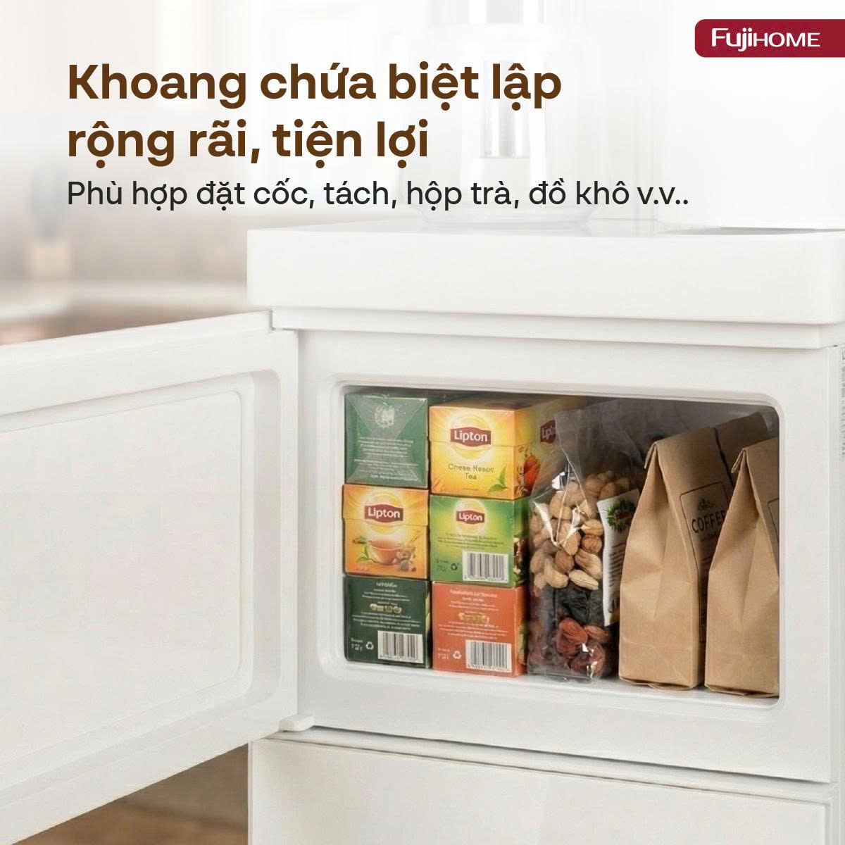 Cây nước nóng lạnh kết hợp bàn pha trà, cafe Fujihome TB237N