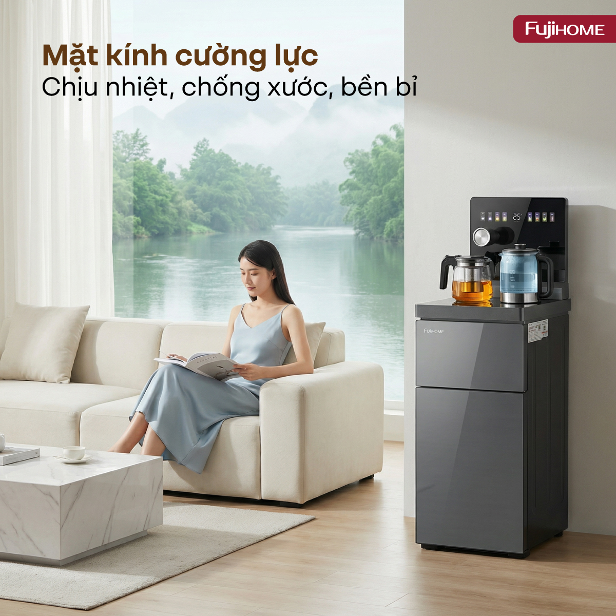 Cây nước bàn trà điều khiển bằng giọng nói Fujihome TB2411N-VOICE