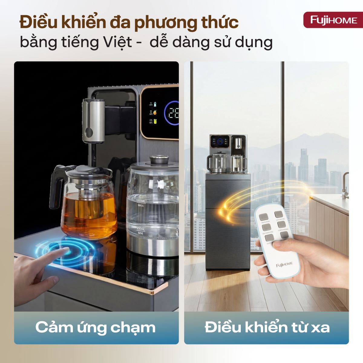 Cây nước bàn trà cao cấp có ngăn khử khuẩn UV Fujihome TB241N-UV