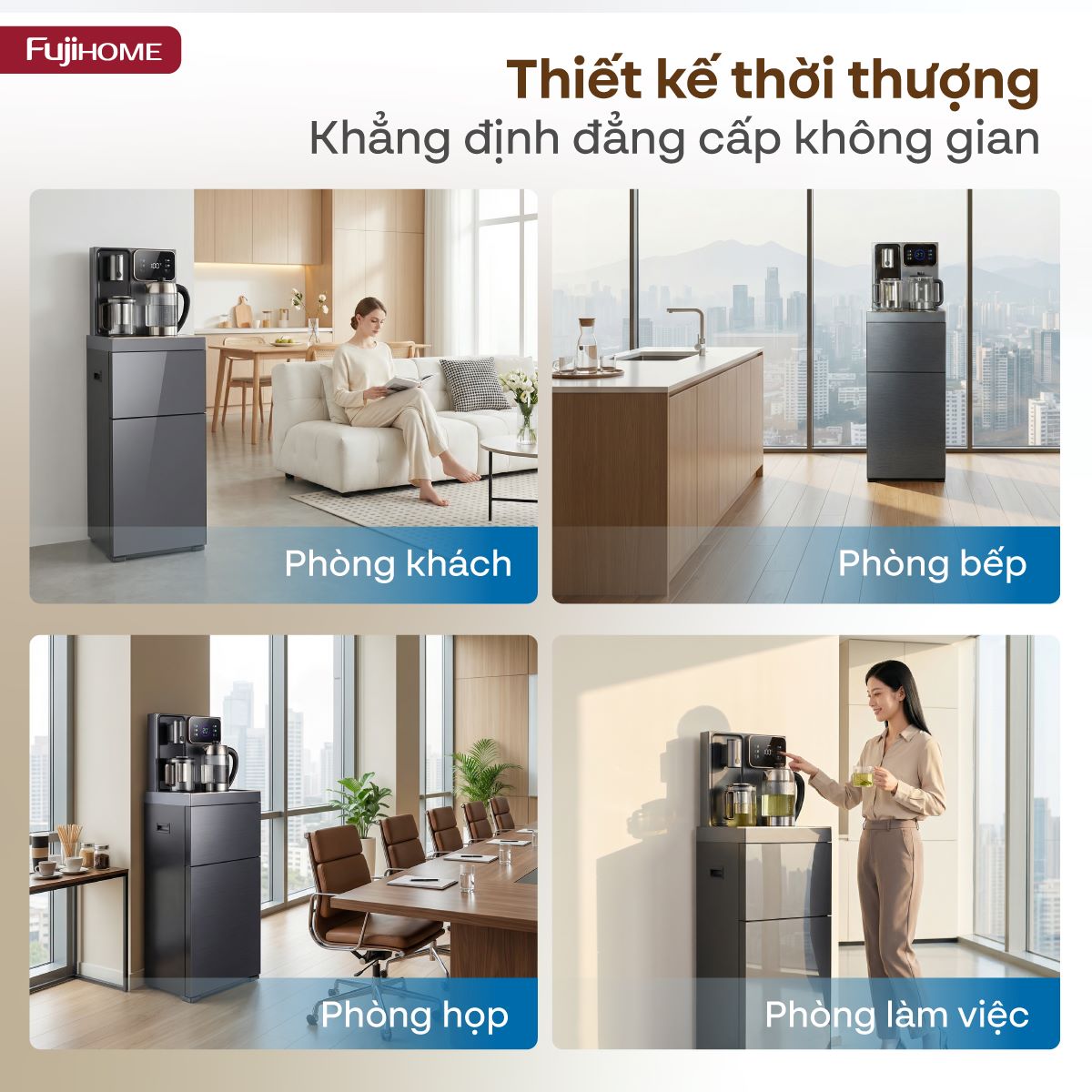 Cây nước bàn trà cao cấp có ngăn khử khuẩn UV Fujihome TB241N-UV