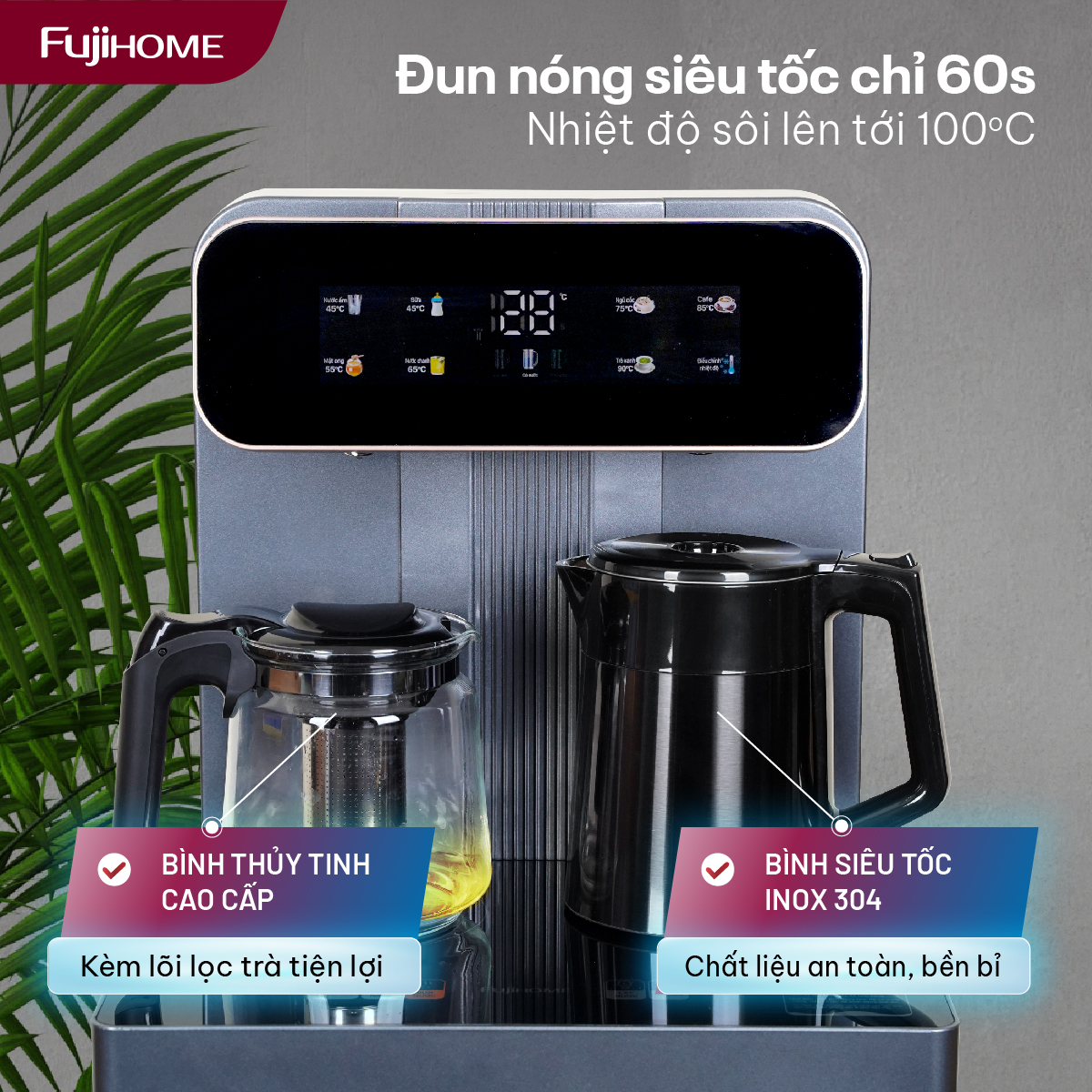 Cây nước nóng lạnh kết hợp bàn pha trà, cafe Fujihome TB243A