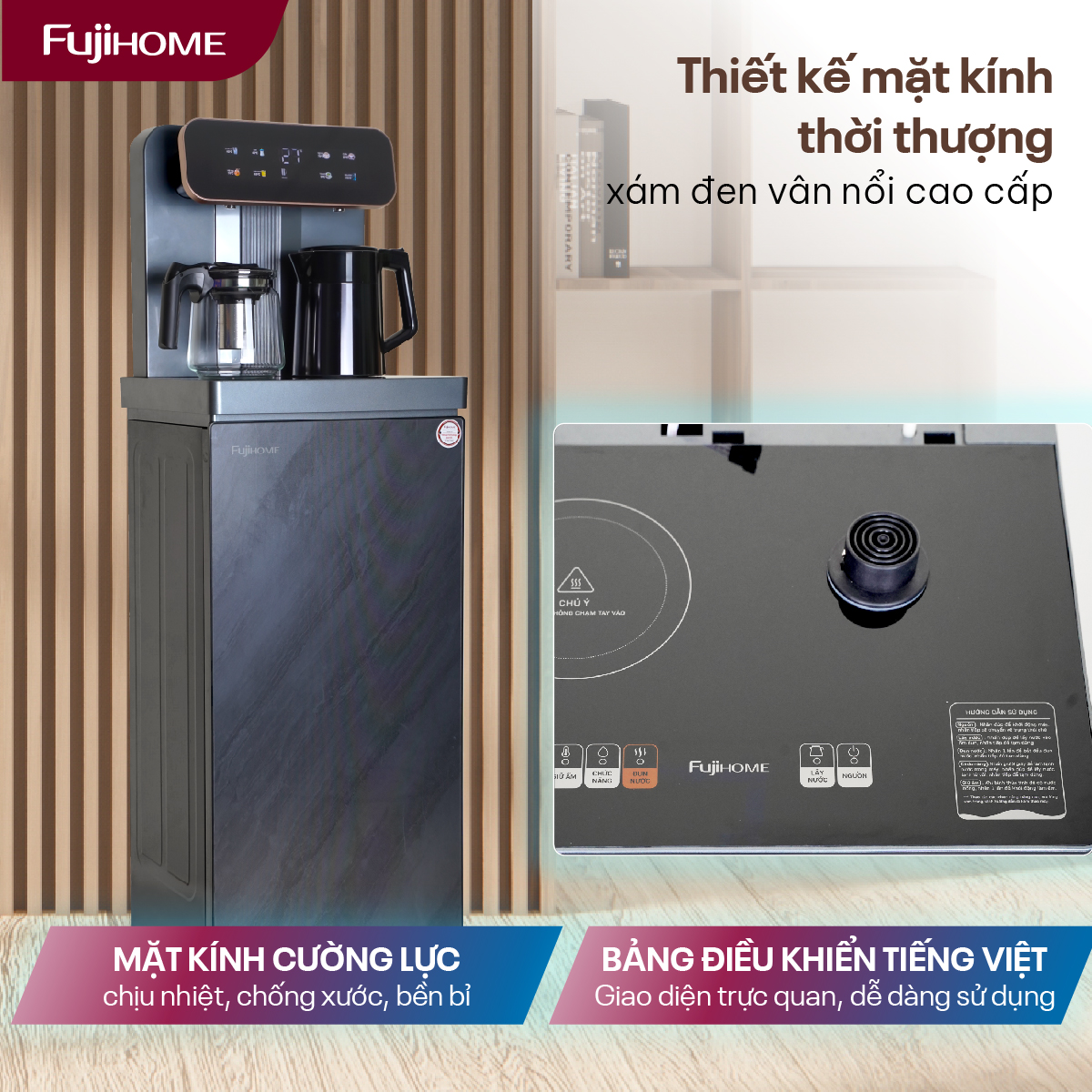 Cây nước nóng lạnh kết hợp bàn pha trà, cafe Fujihome TB243A