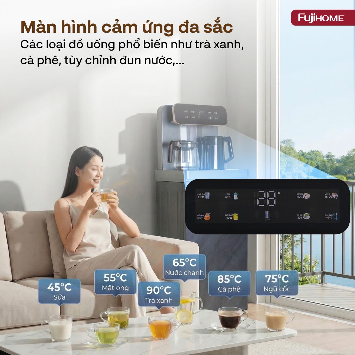 Cây nước nóng lạnh kết hợp bàn pha trà, cafe Fujihome TB243AN