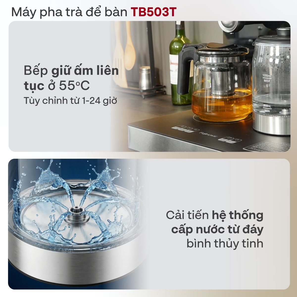 Máy pha trà nước nóng để bàn thông minh Fujihome TB503T