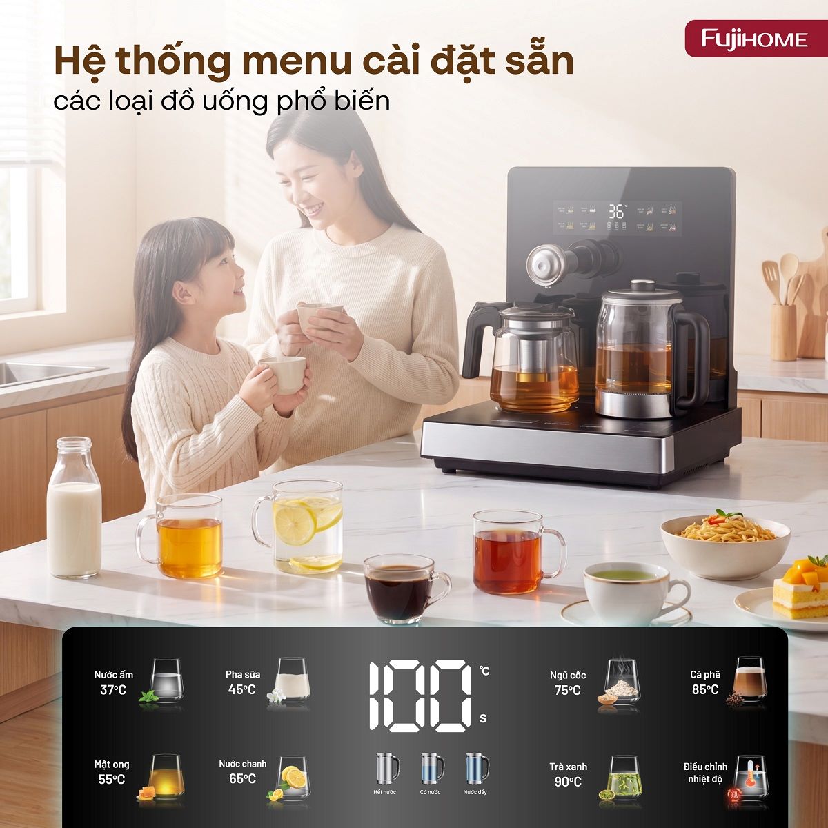 Máy pha trà nước nóng để bàn thông minh Fujihome TB503T