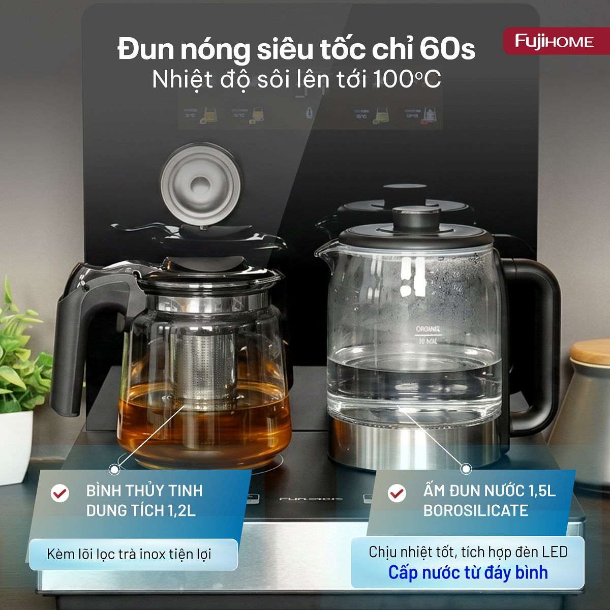 Máy pha trà nước nóng để bàn thông minh Fujihome TB503T