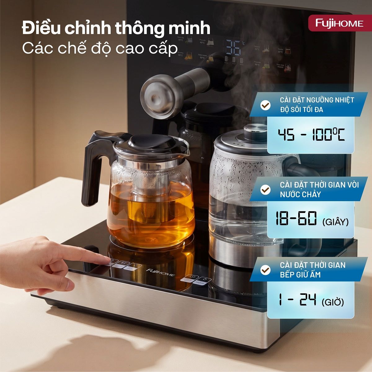 Máy pha trà nước nóng để bàn thông minh Fujihome TB503T
