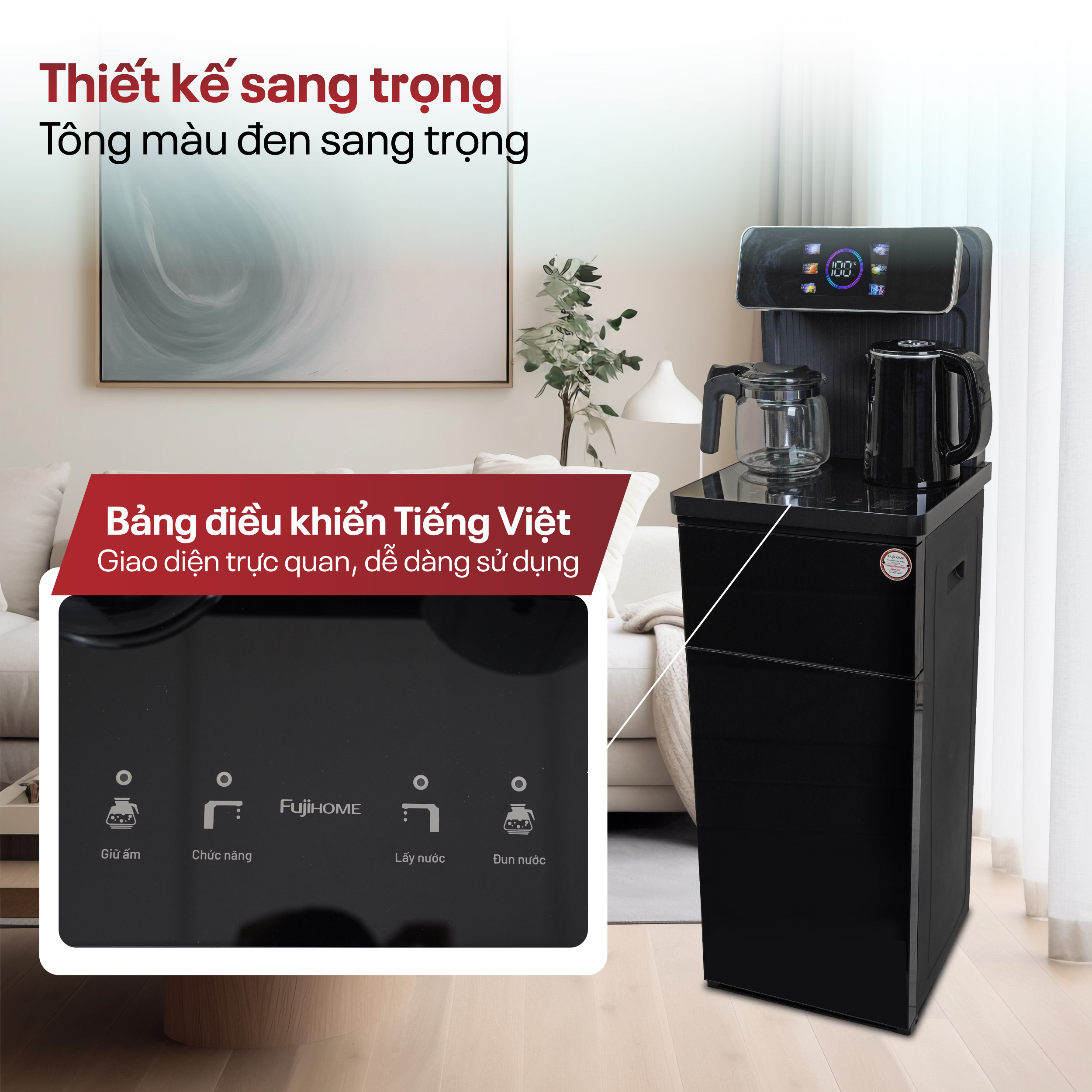 Cây nước nóng lạnh kết hợp bàn pha trà, cafe Fujihome TB815v