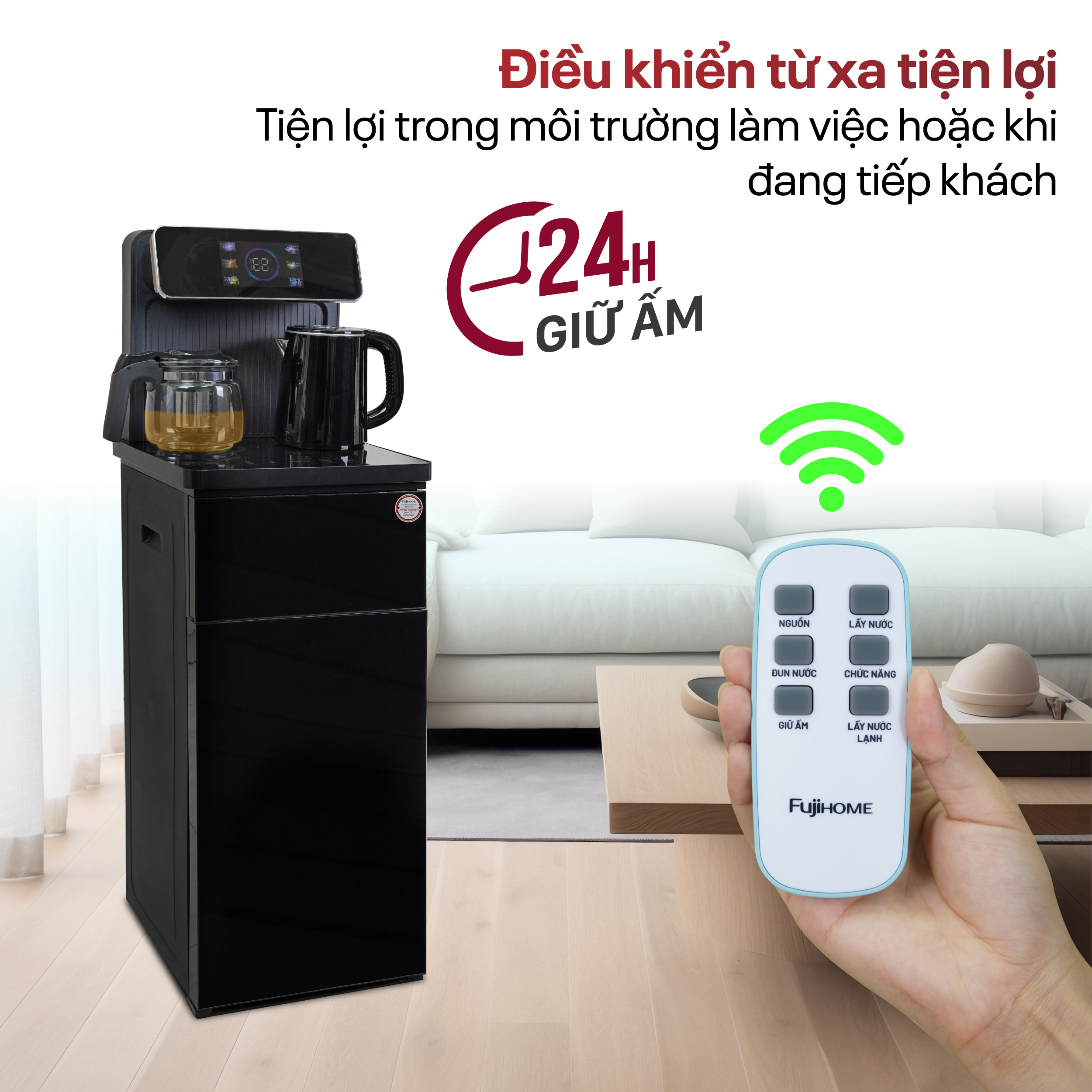 Cây nước nóng lạnh kết hợp bàn pha trà, cafe Fujihome TB815
