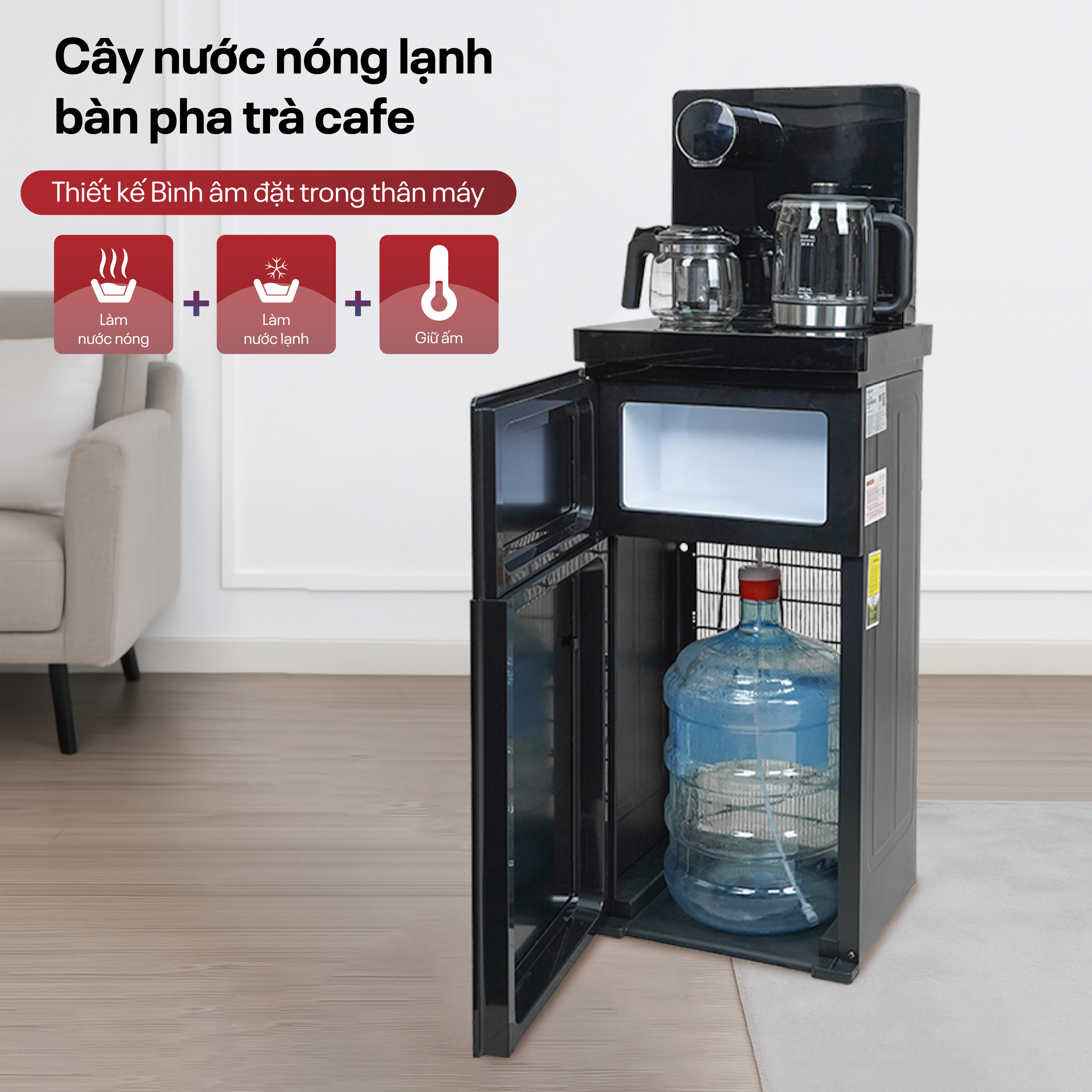 Cây nước nóng lạnh kết hợp bàn pha trà, cafe Fujihome TBA2