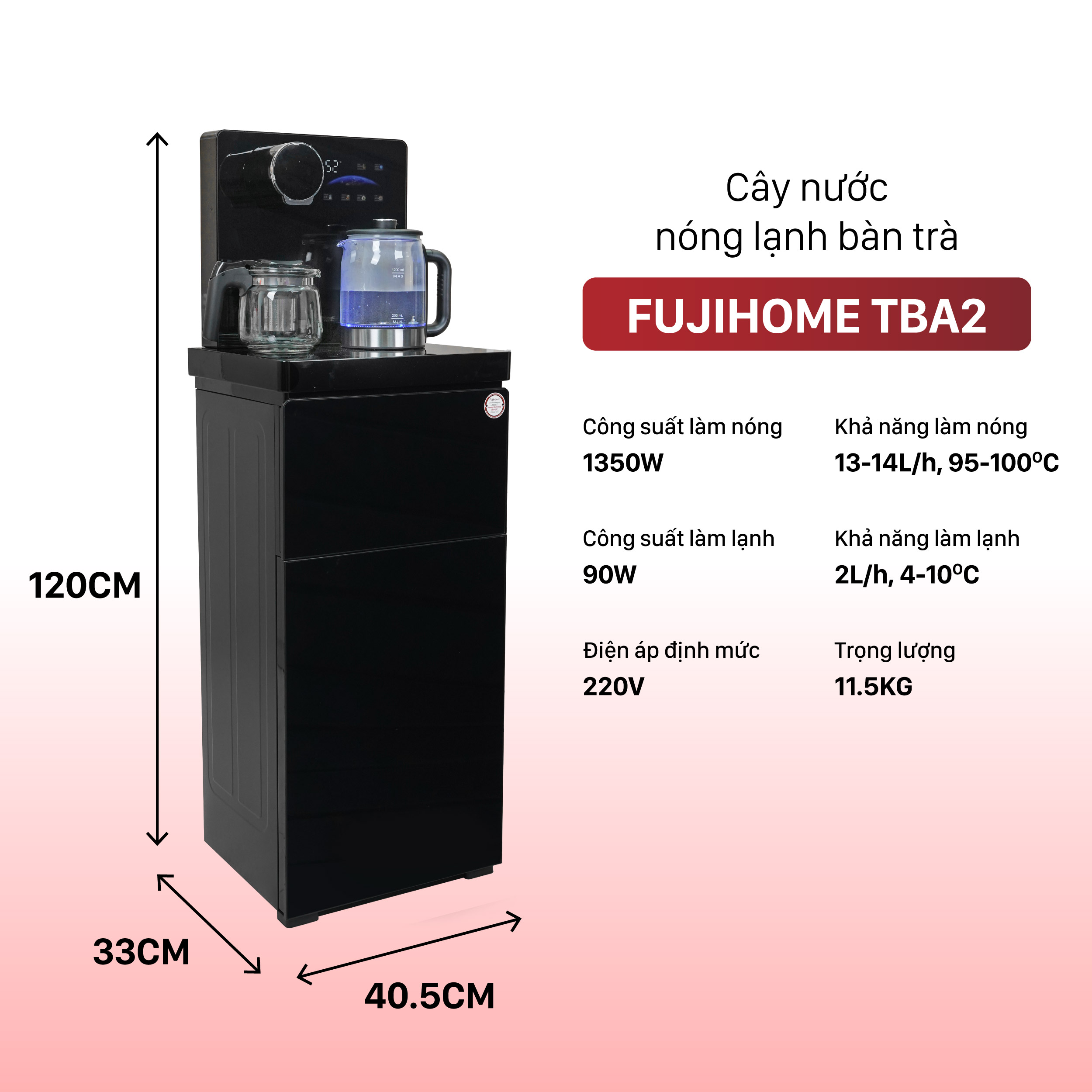 Cây nước nóng lạnh kết hợp bàn pha trà, cafe Fujihome TBA2