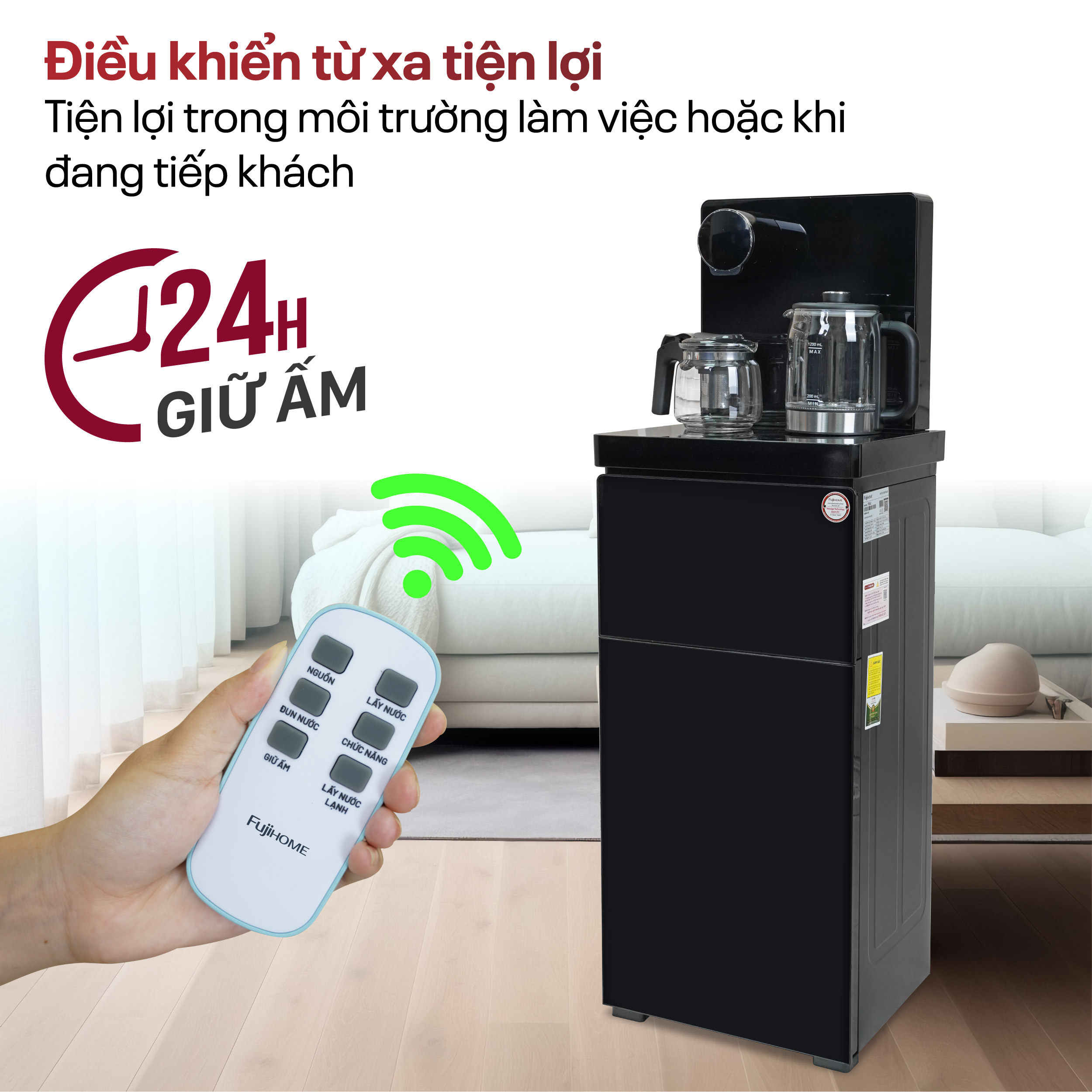 Cây nước nóng lạnh kết hợp bàn pha trà, cafe Fujihome TBA2