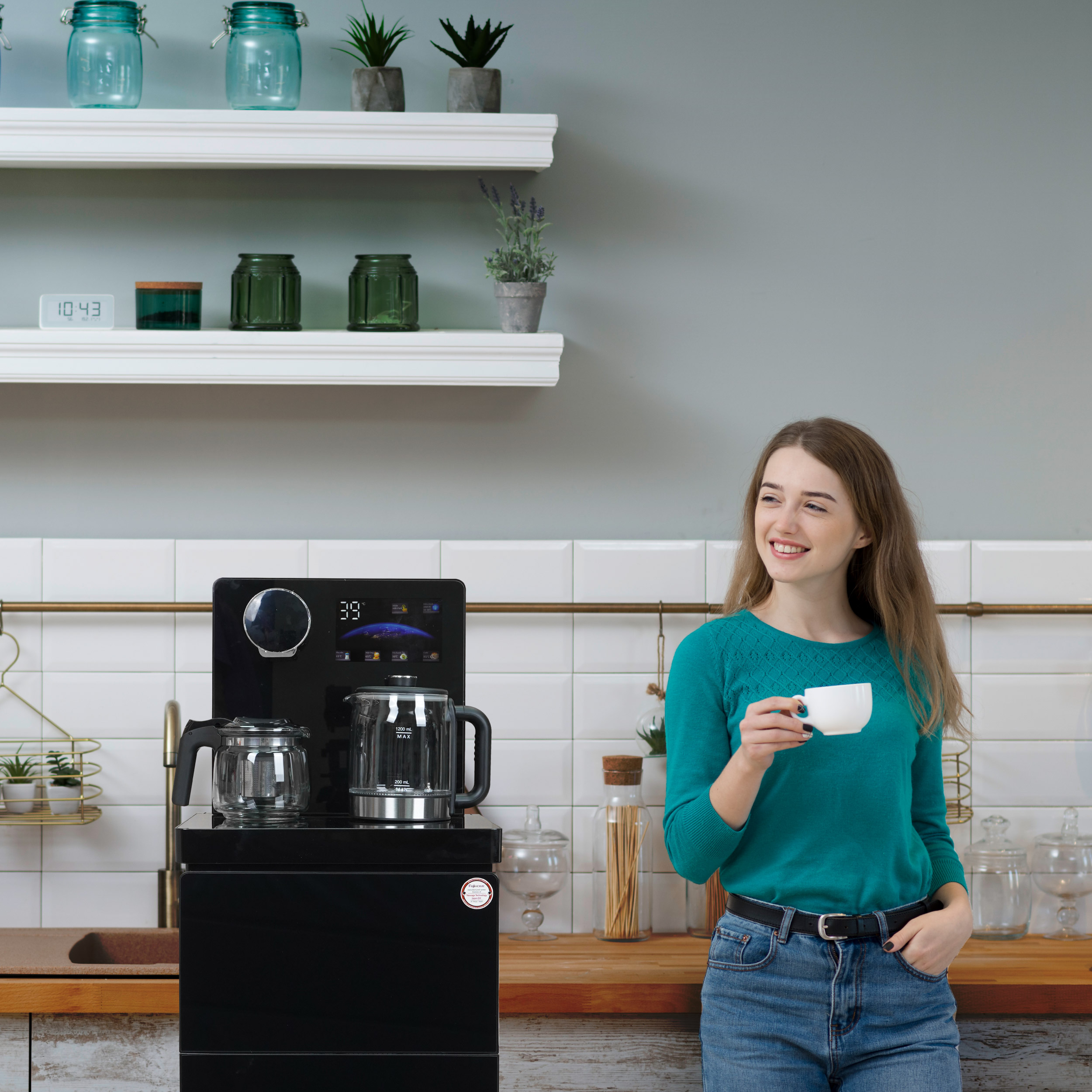 Cây nước nóng lạnh kết hợp bàn pha trà, cafe Fujihome TBA2