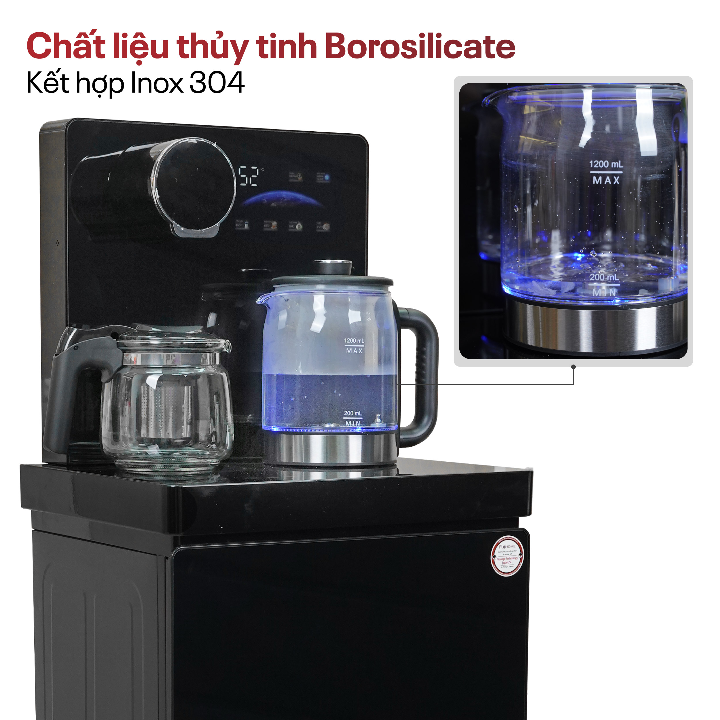 Cây nước nóng lạnh kết hợp bàn pha trà, cafe Fujihome TBA2