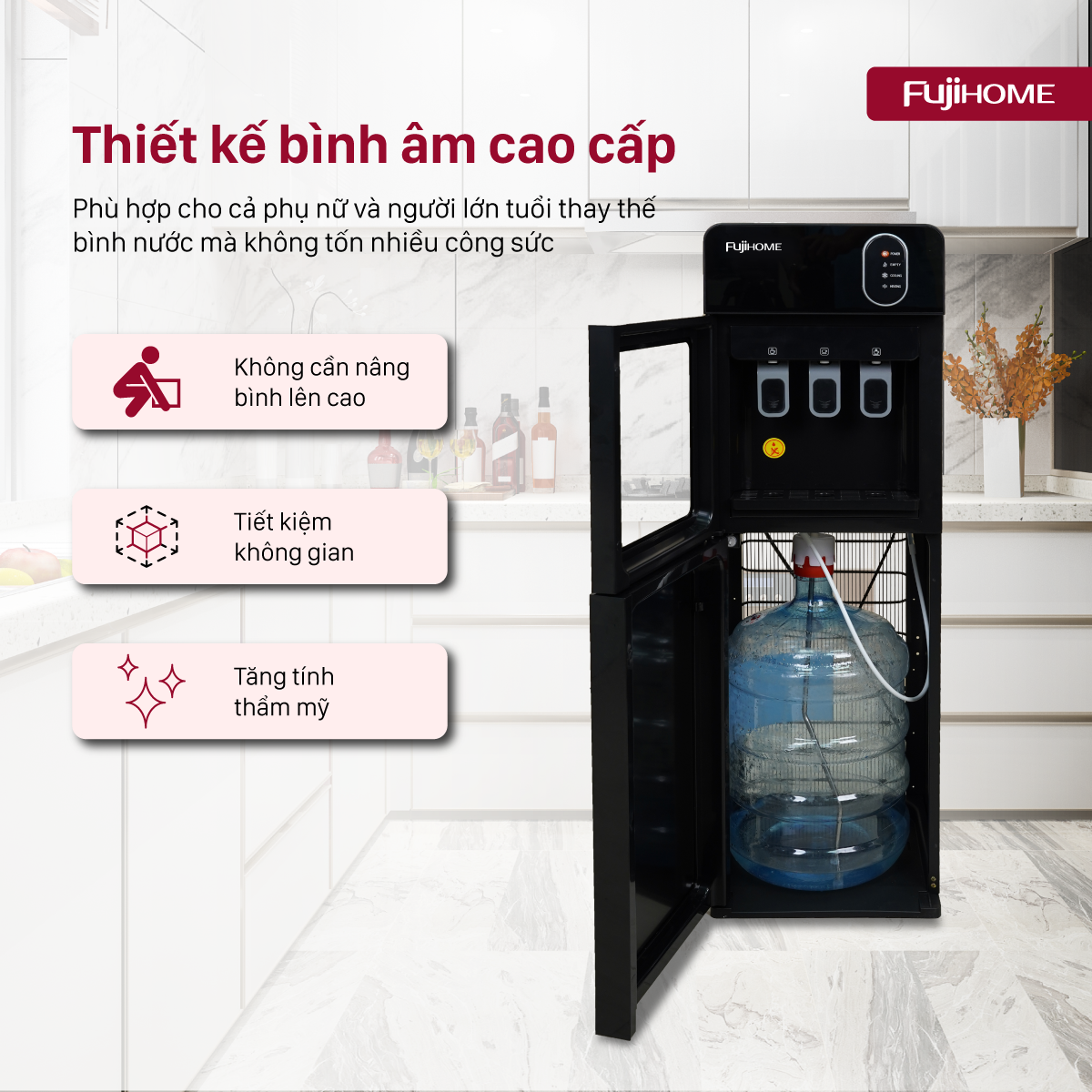 Cây nước nóng lạnh 3 vòi Fujihome WD11EC
