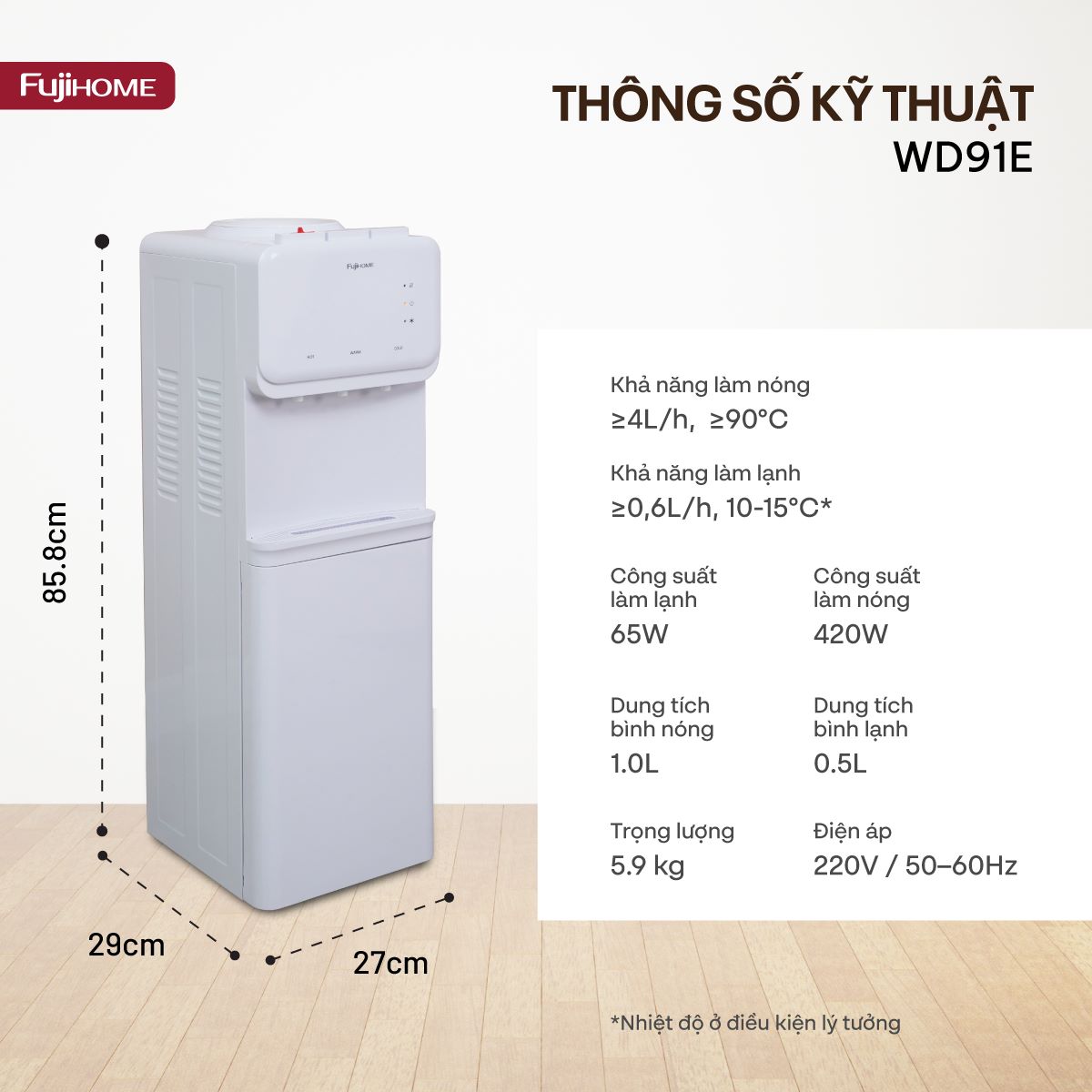 Cây nước nóng lạnh Fujihome WD91E