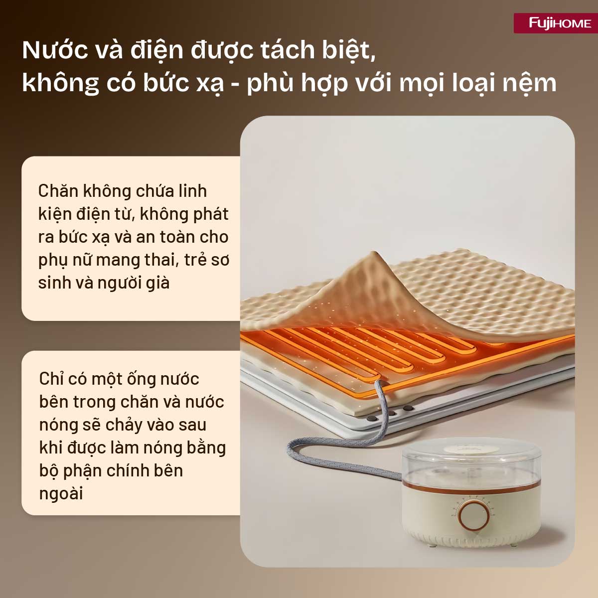 Chăn Điện Sưởi Ấm Bằng Nước Nóng Fujihome HB1820M