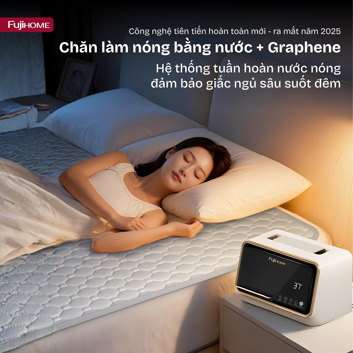 Chăn sưởi Fujihome ứng dụng công nghệ PTC thủy nhiệt kết hợp Graphene