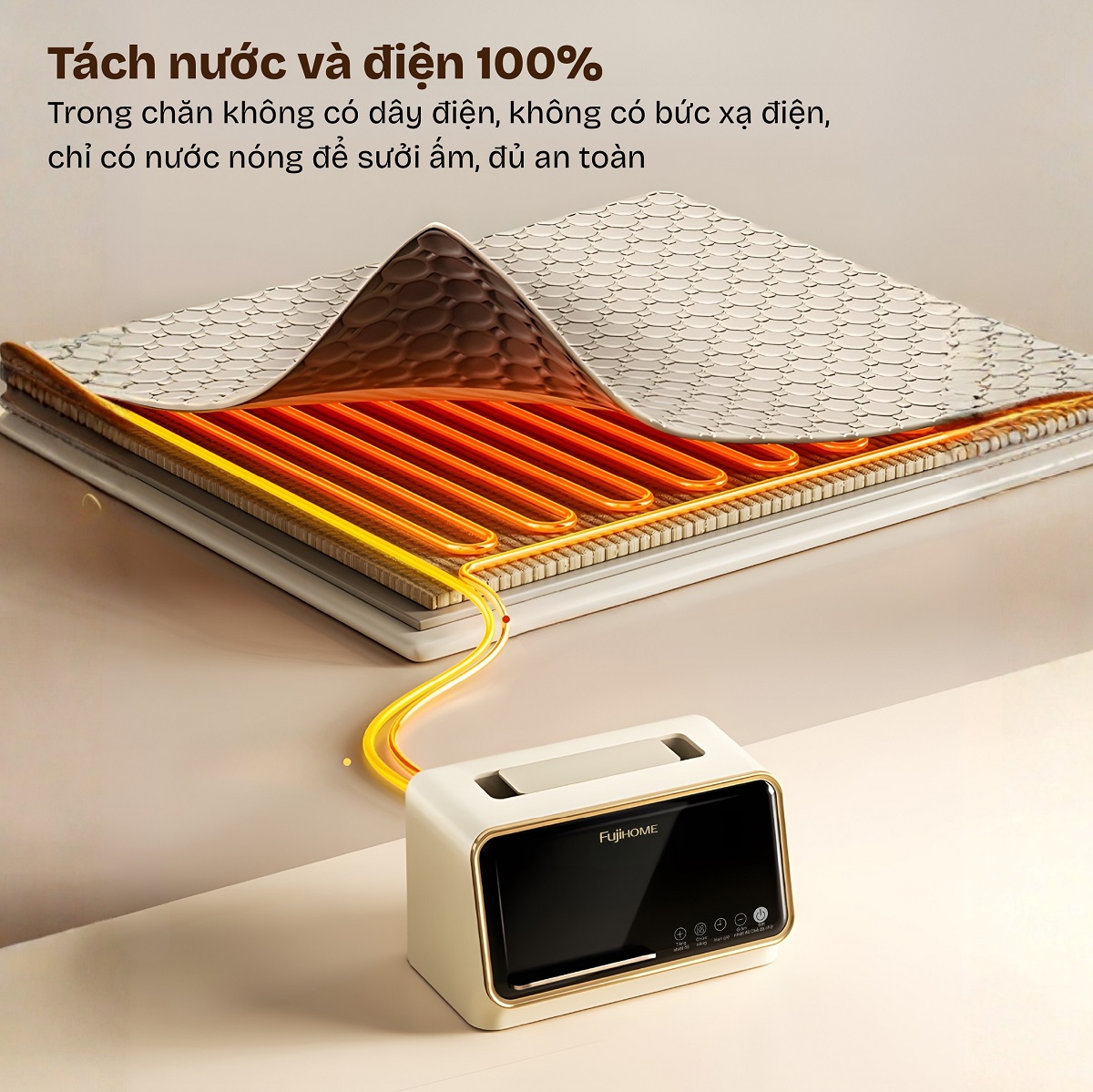 Chăn điện Fujihome tách biệt điện và nước