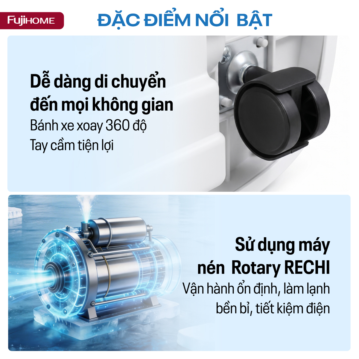 Điều hòa di động thế hệ mới, điều khiển thông minh - cửa gió lớn Fujihome PAC12N