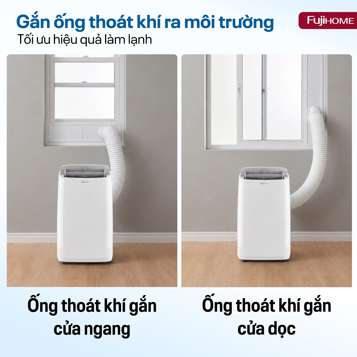 Điều hòa di động thế hệ mới, điều khiển thông minh - cửa gió lớn Fujihome PAC12N