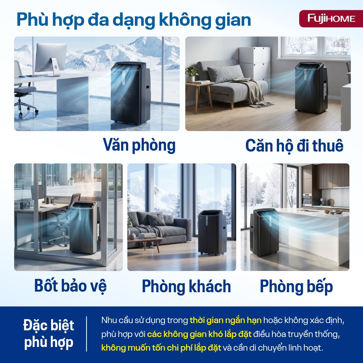 Điều hòa di động Fujihome PAC12PRO INVERTER Linh hoạt, làm lạnh nhanh