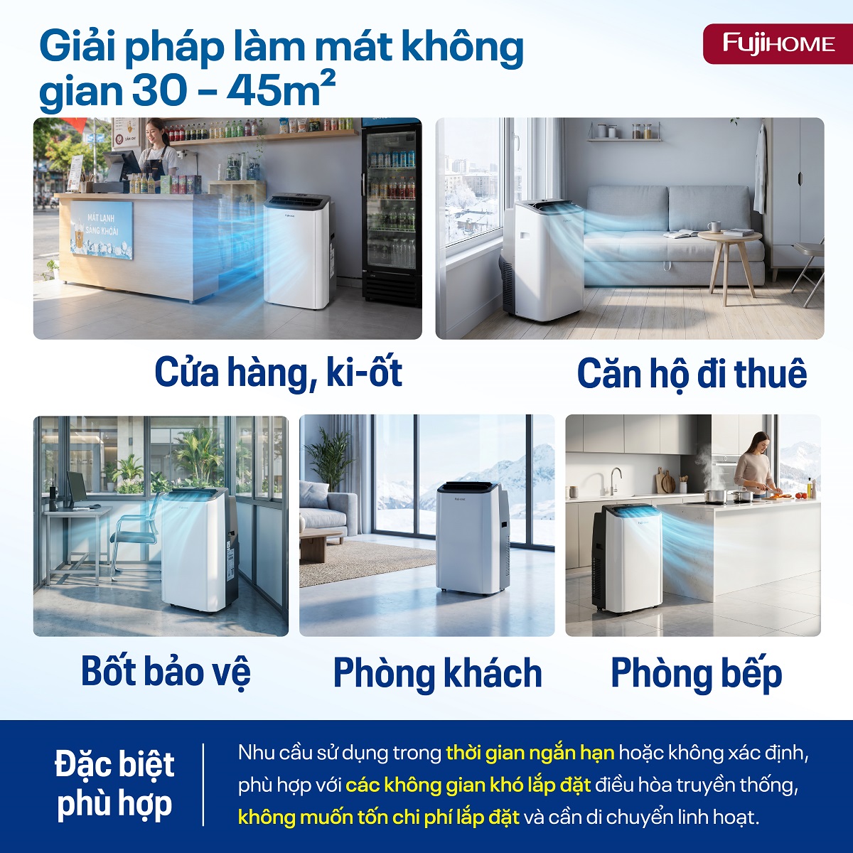 Điều hòa di động Fujihome PAC14PRO INVERTER Linh hoạt, làm lạnh nhanh
