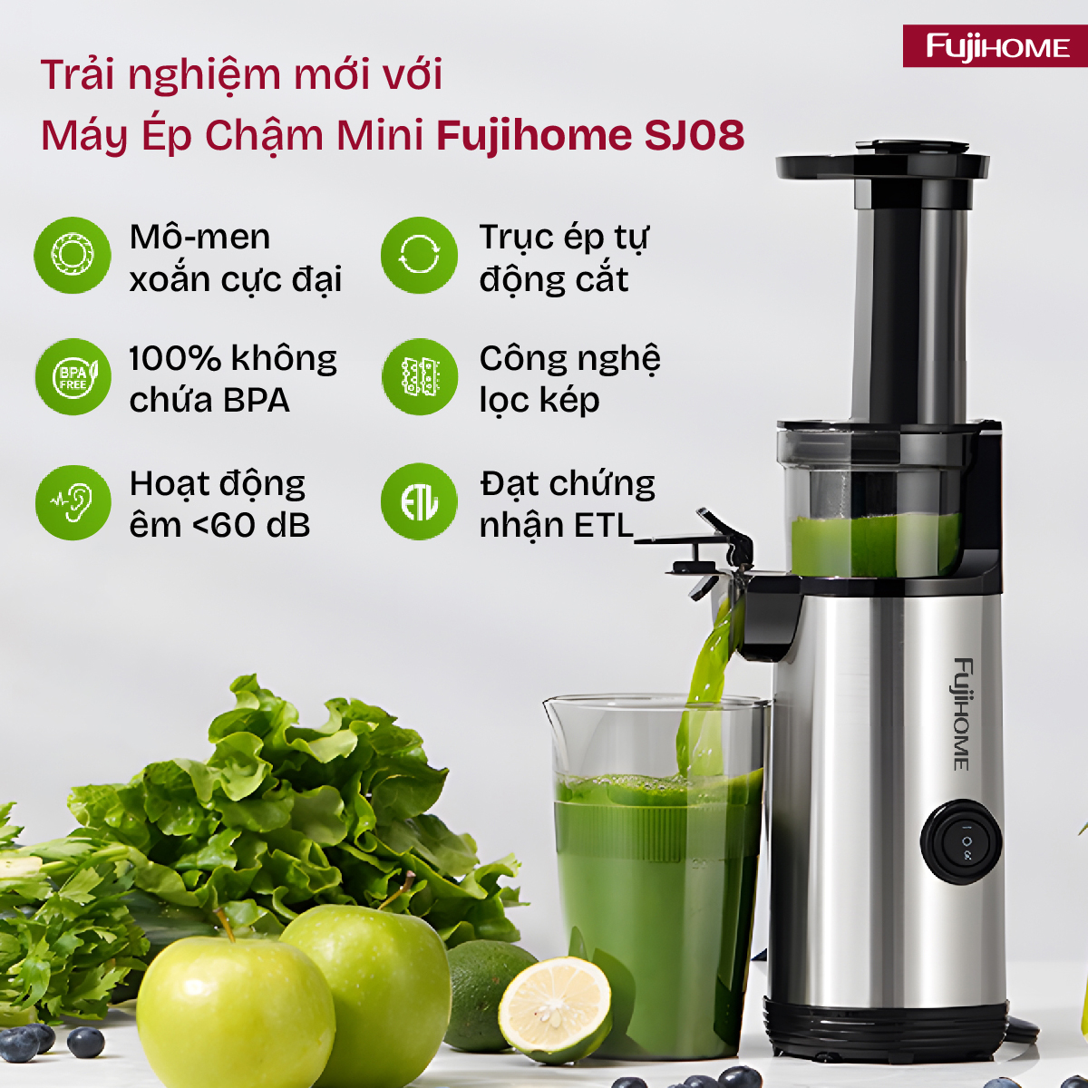 Máy ép chậm mini Fujihome SJ08
