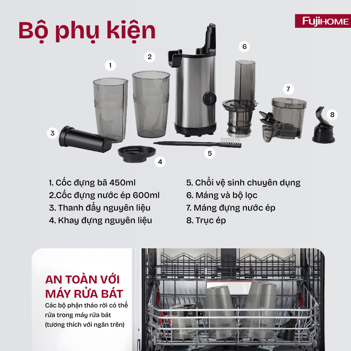 Máy ép chậm mini Fujihome SJ08