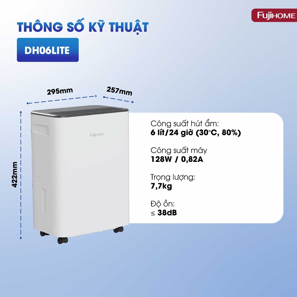 Máy hút ẩm dân dụng Fujihome Eco-Lite DH06LITE