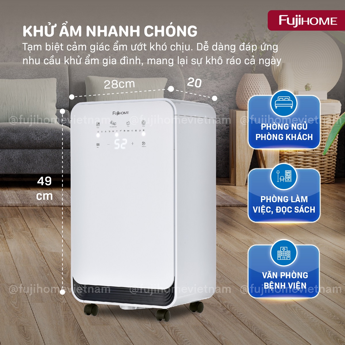 Máy hút ẩm dân dụng Fujihome DH12NEW