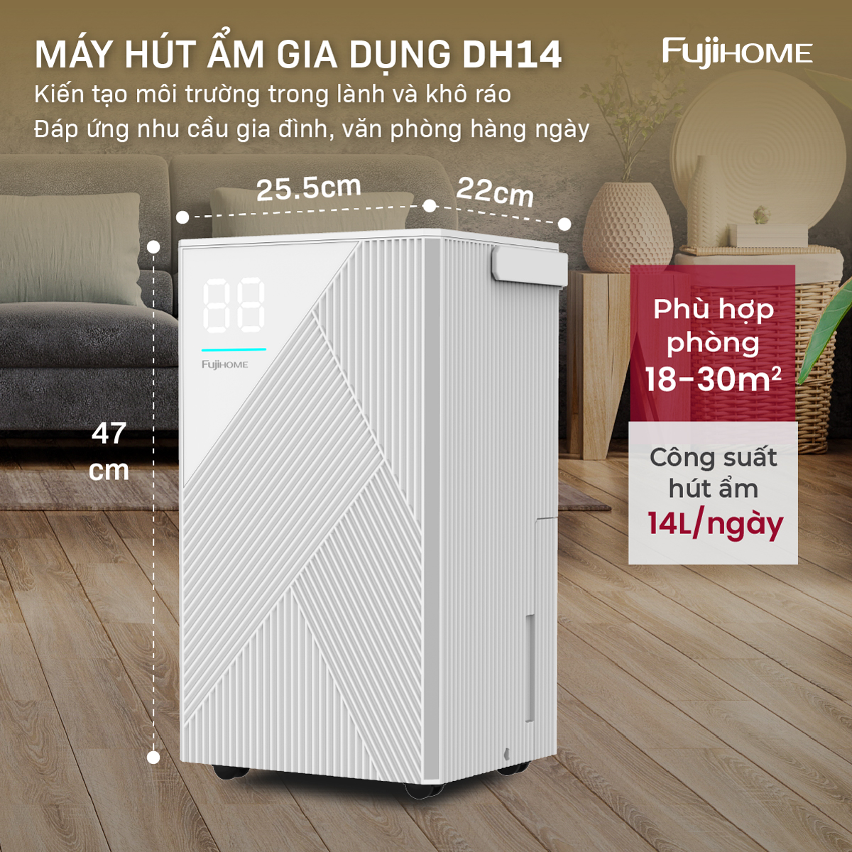 Máy hút ẩm Fujihome Dh14