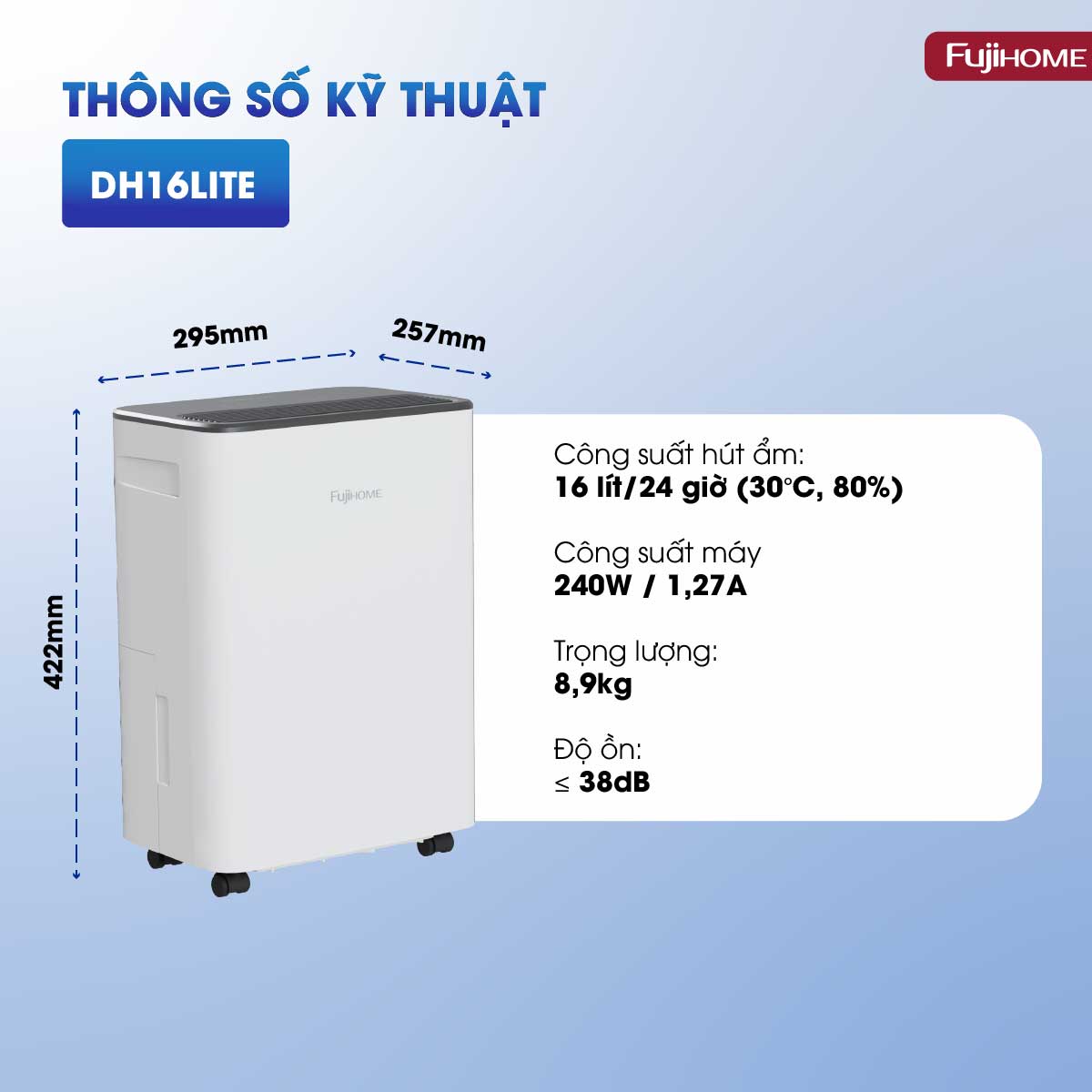 Máy hút ẩm dân dụng Fujihome DH16LITE